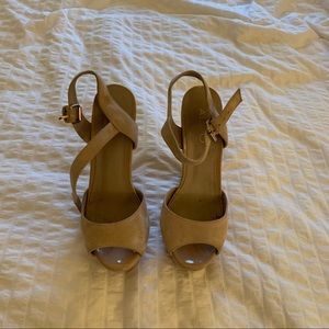 Nude Suede Wedge Heels